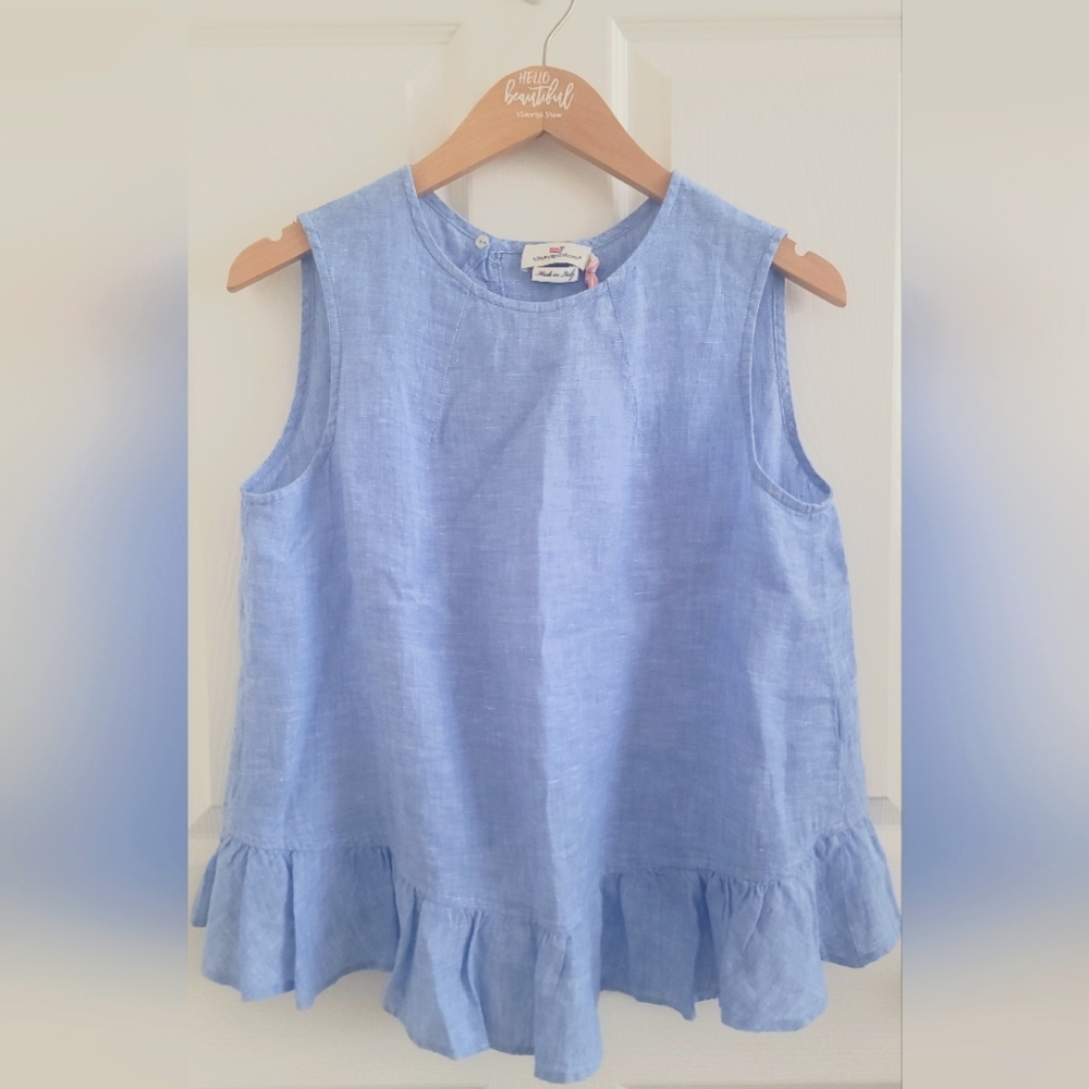 NWT Vineyard Vines Linen Ruffle Top, size S - Picture 1 of 12